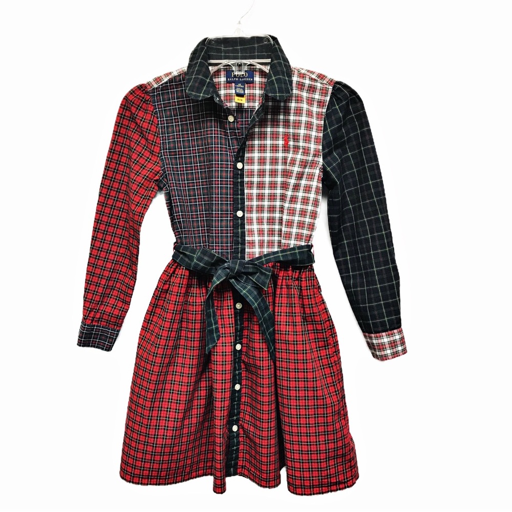 Polo Ralph Lauren Plaid Cotton Long Sleeve Girls Shirt Dress 6X